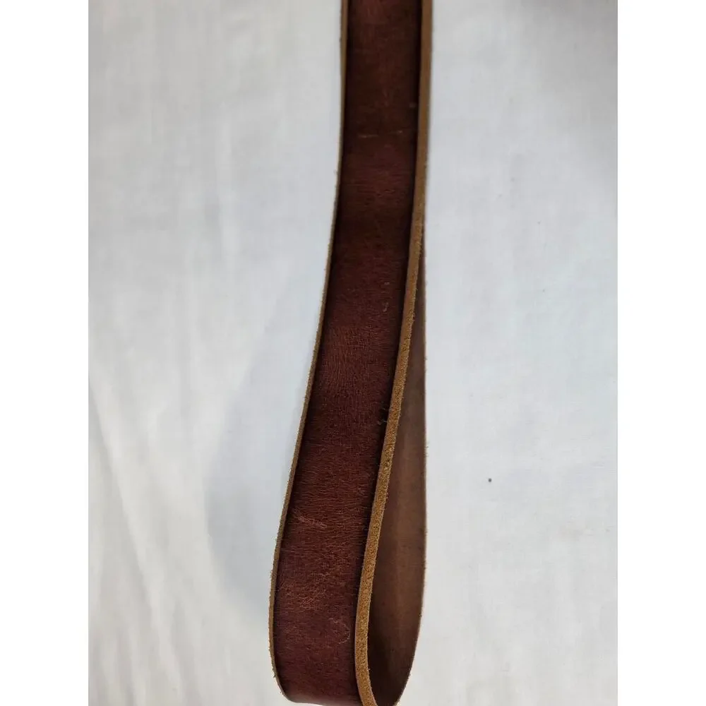 American Eagle Brown Genuine Leather Belt Eagle Logo Distressed 37.75